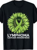Men's T-Shirt Lymphoma Cancer Awareness Green Ribbon With Bright Sunflower Petals
