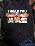Women's T-Shirt I Hear You I Am Just Not Listening With Big Floppy Ears Sad Basset Hound Dog