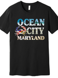 Men's T-Shirt Ocean City Maryland With American Flag Patterned Crab