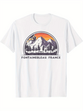 Men's T-Shirt Fontainebleau France Sunrise Over Snowy Mountain Peaks