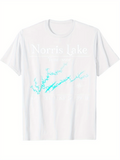 Men's T-Shirt Norris Lake Turquoise Water Map With Serene Scenic Outline
