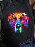 Men's T-Shirt Vivid Neon Watercolor Paint Splash On Dog