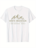 Men's T-Shirt White Mountain National Forest With Pale Scenic Peaks And Minimalist Nature Illustration