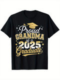 Men's T-Shirt Proud Grandma Of A 2025 Graduate With Gold Stars Graduation Cap