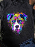 Men's T-Shirt Vivid Neon Splatter Paint With Expressive Eyes Dog