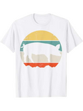 Men's T-Shirt Vintage Sunset With Retro Stripes Surrounding A Silhouette Of Pig