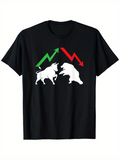 Men's T-Shirt Green And Red Zigzag Arrows With Bull And Bear Silhouettes