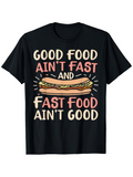 Men's T-Shirt Good Food Quote With Doodle Sandwich Under Fun Typography