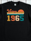 Men's T-Shirt Vintage Sunset With Colored Stripes And Stencil Numbers 1965