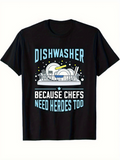 Men's T-Shirt Dishwasher With Plates Soap And Sparkling Water In Kitchen