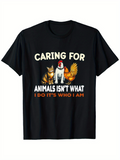 Men's T-Shirt Caring For Animals Among Playful Dogs And Gentle Chickens