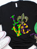 Men's T-Shirt Playful Polka Dot Letters With Green Fleur De Lis Emblem