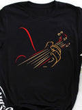 Men's T-Shirt Bold Graphic Strokes Depicting Hand Playing Acoustic Guitar Strings