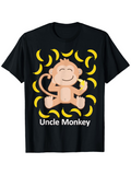 Men's T-Shirt Uncle Monkey Surrounded By Smiling Cartoon Monkey Holding Bananas