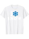 Men's T-Shirt I Snow Bold White Letters With Blue Winter Snowflake