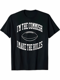 Men's T-Shirt Im The Commish I Make The Rules Vintage Football On Solid Black T Shirt