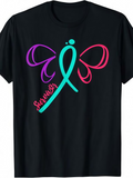 Men's T-Shirt Survivor Colorful Ribbon Butterfly With Inspirational Graphic
