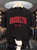 Men's T-Shirt Brooklyn New York Bold Red Lettering Urban Cityscape T Shirt