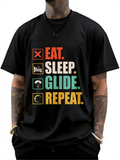 Men's T-Shirt Eat Sleep Glide Repeat Colorful Icons Pattern Glide