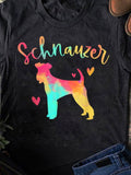 Men's T-Shirt Colorful Gradient Heart Accents Featuring Schnauzer Dog