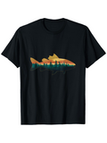 Men's T-Shirt Sunset Forest Reflected In Still Water With A Large Fish