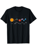 Men's T-Shirt Vibrant Solar System Diagram With Colorful Planets Under Starry Sky Sun