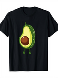 Men's T-Shirt Cartoon Style With Playful Standing Avocado Character