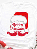Men's T-Shirt Merry Christmas Everyone With Red Santa Hat And Festive Whimsical Mustache