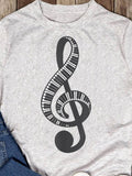 Men's T-Shirt Curved Lines And Piano Keys Overlapping Musical Note Symbol