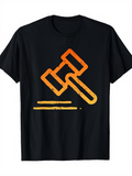 Men's T-Shirt Distressed Orange Courtroom Hammer With Bold Yellow Strikes Gavel