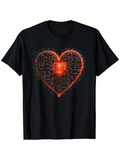 Men's T-Shirt Fiery Glow Among Flickering Words In Shining Heart
