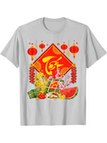 Men's T-Shirt Lanterns And Festive Foods With Flowers And Watermelon T Shirt