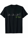Men's T-Shirt Be Vegan Heartbeat Line With Delicate Leaf Accent