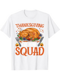 Men's T-Shirt Thanksgiving Squad Juicy Turkey Surrounded By Autumn Vegetables And Festive Utensils