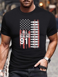 Men's T-Shirt Faster Than Dialing Number Nine One Bullets American Flag