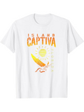 Men's T-Shirt Island Captiva Sunny Graphic With Beach Surf Icons Surfboard