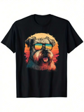 Men's T-Shirt Sunset Reflections Cool Sunglasses Dog With Vibrant Orange Glow