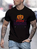 Men's T-Shirt Happy Halloween Glowing Pumpkin Smiling Among Stars With Playful Atmosphere Pumpkin