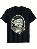 Men's T-Shirt Classic Vintage Tattoo Style Tall Ship Sailing On Waves Surrounded By Rope