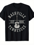 Men's T-Shirt Nashville Tennessee With Classic Acoustic Guitar Center Design