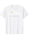 Men's T-Shirt Coxswain With Rowing Oars Motif On White Cotton Tee