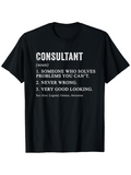 Men's T-Shirt Consultant Definition Words In White Across Black Cotton T Shirt