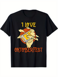 Men's T-Shirt I Love Oktoberfest Beer Mug With Pretzel And Goat Mascot