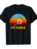 Men's T-Shirt Petunia Retro Sunset Lines With Blooming Summer Flowers Petunia