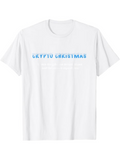 Men's T-Shirt Crypto Christmas With Blue Letters Centered On White Shirt