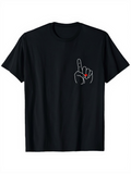 Men's T-Shirt Minimalist Hand Gesture With Contrasting Red Highlight Finger