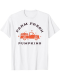 Men's T-Shirt Farm Fresh Pumpkins Vintage Orange Truck Under Autumn Stars
