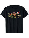 Men's T-Shirt Christmas Hats On Alligator Lobster And Pelican Trio