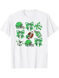Men's T-Shirt Cheerful Green Bows With Helmets And Shiny Football Surrounded By Spirit