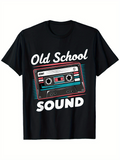 Men's T-Shirt Old School Sound Vibrant Cassette Tape Surrounded By Retro Colored Lines